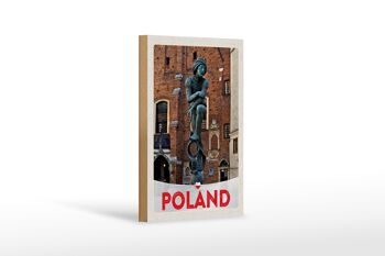 Panneau en bois voyage 12x18 cm Pologne Europe sculpture vieille ville 1