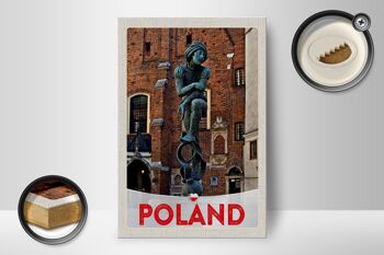 Panneau en bois voyage 12x18 cm Pologne Europe sculpture vieille ville 2