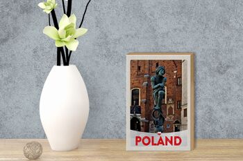 Panneau en bois voyage 12x18 cm Pologne Europe sculpture vieille ville 3