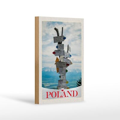 Cartel de madera viaje 12x18 cm Polonia ciudad montañas europeas