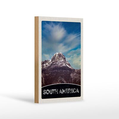 Holzschild Reise 12x18 cm Süd Amerika Gebirge Natur Schnee