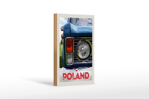 Holzschild Reise 12x18 cm Polen Europa Oldtimer Auto 90er