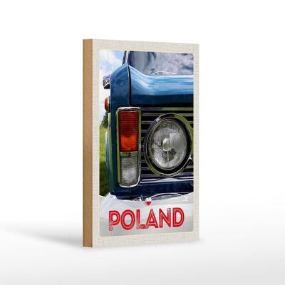 Holzschild Reise 12x18 cm Polen Europa Oldtimer Auto 90er