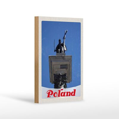 Cartel de madera viaje 12x18 cm Polonia Europa arquitectura escultura