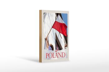 Panneau en bois voyage 12x18 cm Pologne Europe drapeau maison vacances 1