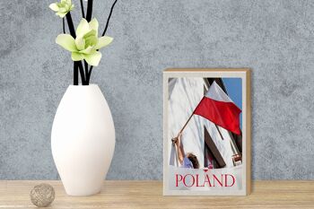 Panneau en bois voyage 12x18 cm Pologne Europe drapeau maison vacances 3