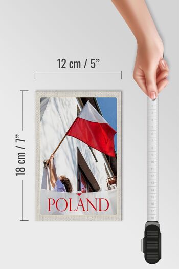 Panneau en bois voyage 12x18 cm Pologne Europe drapeau maison vacances 4