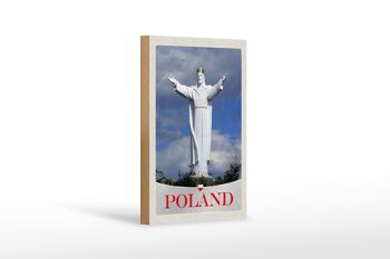 Panneau en bois voyage 12x18 cm Pologne Europe sculpture blanche vacances 1