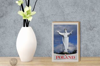 Panneau en bois voyage 12x18 cm Pologne Europe sculpture blanche vacances 3