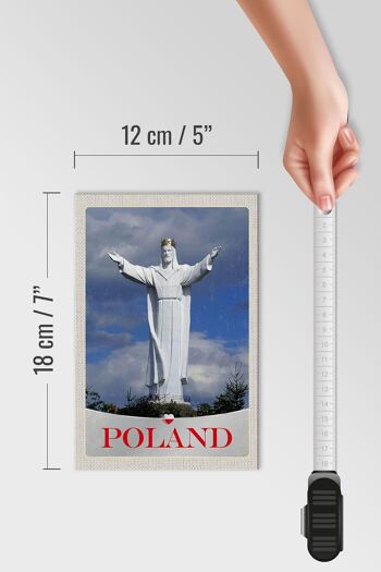 Panneau en bois voyage 12x18 cm Pologne Europe sculpture blanche vacances 4