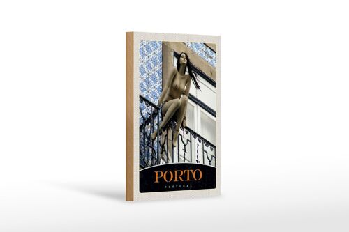 Holzschild Reise 12x18 cm Porto Portugal Skulptur Dekoration Urlaub