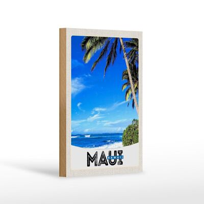 Cartello in legno da viaggio 12x18 cm Maui Hawaii Island USA vacanza al mare