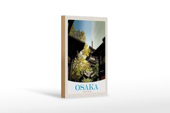 Panneau en bois voyage 12x18 cm Osaka Japon Asie maisons décoration ville 1