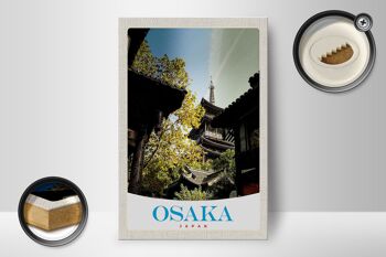 Panneau en bois voyage 12x18 cm Osaka Japon Asie maisons décoration ville 2