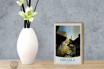Panneau en bois voyage 12x18 cm Osaka Japon Asie maisons décoration ville 3