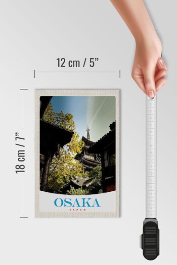 Panneau en bois voyage 12x18 cm Osaka Japon Asie maisons décoration ville 4