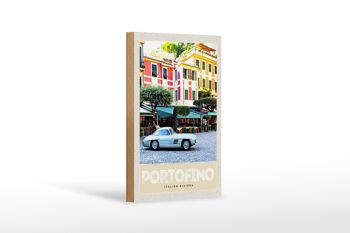 Panneau en bois voyage 12x18 cm Portofino Italie Riviera Vieille Ville 1