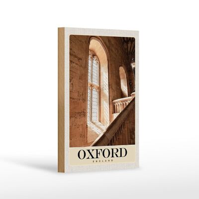 Cartel de madera viaje 12x18 cm Oxford Inglaterra Europa arquitectura