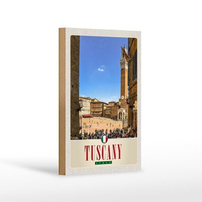 Cartel de madera de viaje 12x18cm cartel de la iglesia del mercado de Toscana Italia