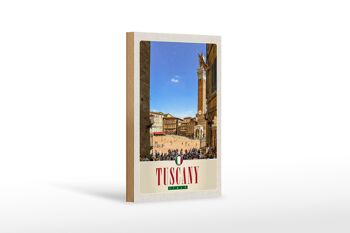 Panneau en bois voyage 12x18cm, Toscane Italie, place du marché, panneau d'église 1