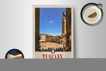 Panneau en bois voyage 12x18cm, Toscane Italie, place du marché, panneau d'église 2