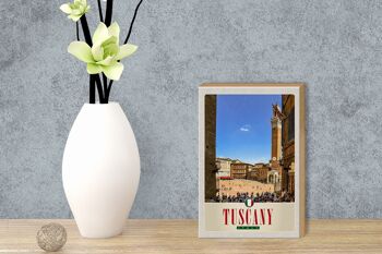 Panneau en bois voyage 12x18cm, Toscane Italie, place du marché, panneau d'église 3