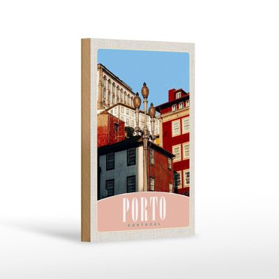 Cartello in legno da viaggio 12x18 cm Porto Portogallo Europa casa di città
