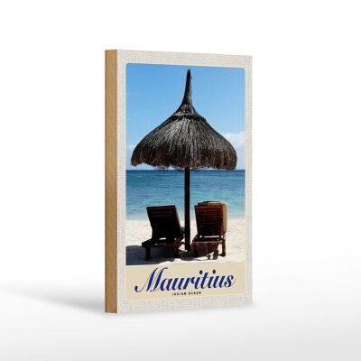 Cartello in legno da viaggio 12x18 cm Lettino Mauritius Oceano Indiano