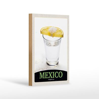 Cartel de madera viaje 12x18 cm México Estados Unidos América Tequila Limón