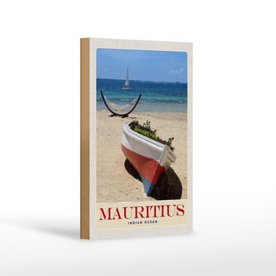 Cartello in legno da viaggio 12x18 cm Barca Mauritius Oceano Indiano