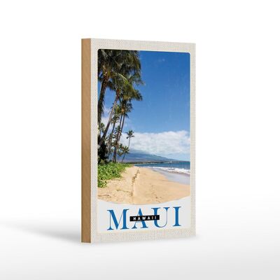 Panneau en bois voyage 12x18 cm vagues de plage de l'île Maui Hawaii