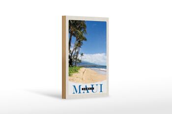 Panneau en bois voyage 12x18 cm vagues de plage de l'île Maui Hawaii 1