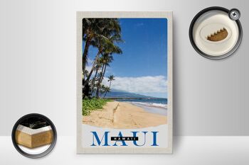 Panneau en bois voyage 12x18 cm vagues de plage de l'île Maui Hawaii 2