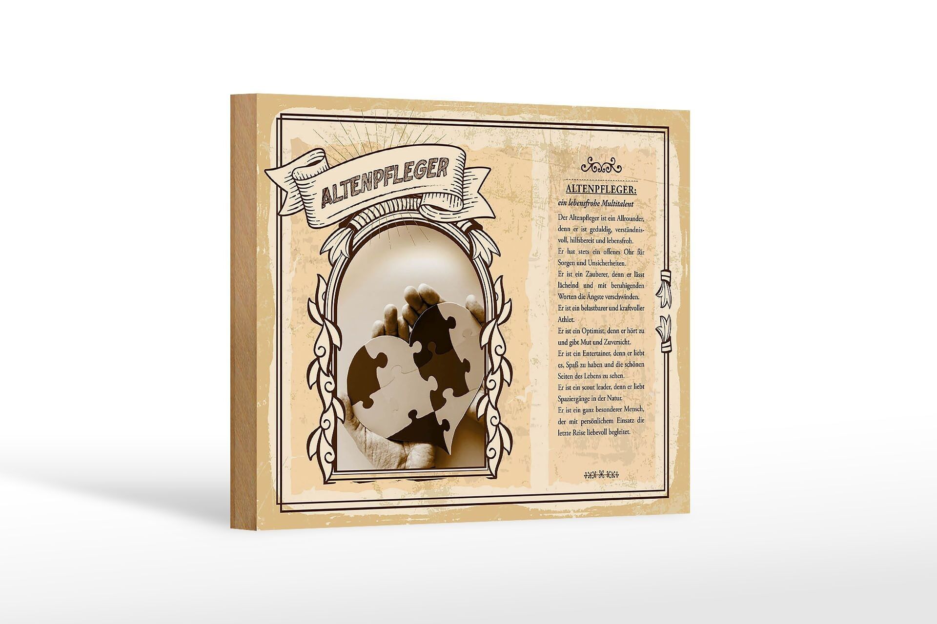 Cartello in legno professioni 18x12 cm infermiera geriatrica pazientemente disponibile