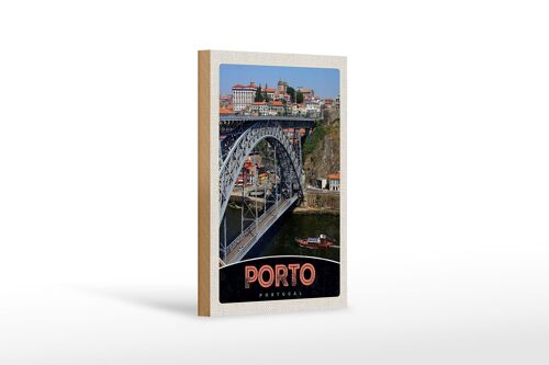 Holzschild Reise 12x18 cm Porto Portugal Europa Brücke Dekoration