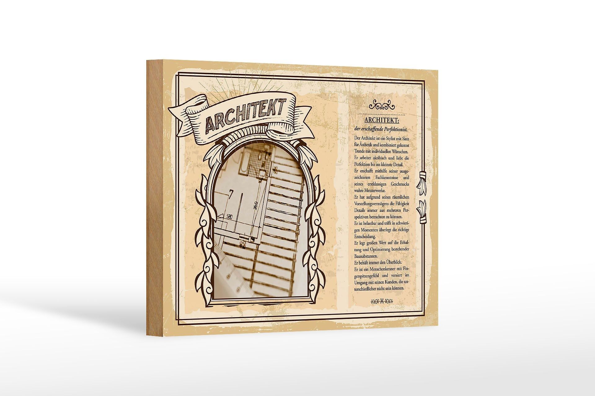 Cartello in legno professioni 18x12 cm architetto perfezionista stilista