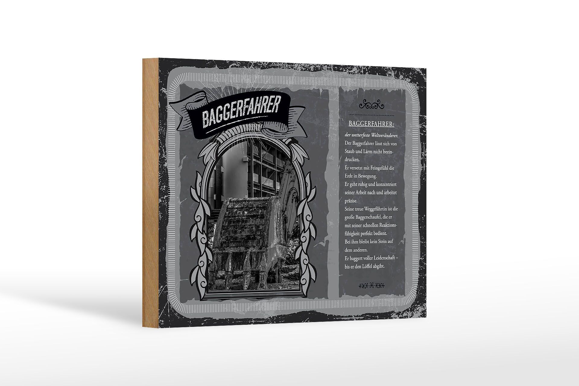 Cartello in legno professioni 18x12 cm autista escavatore rumore polvere scava