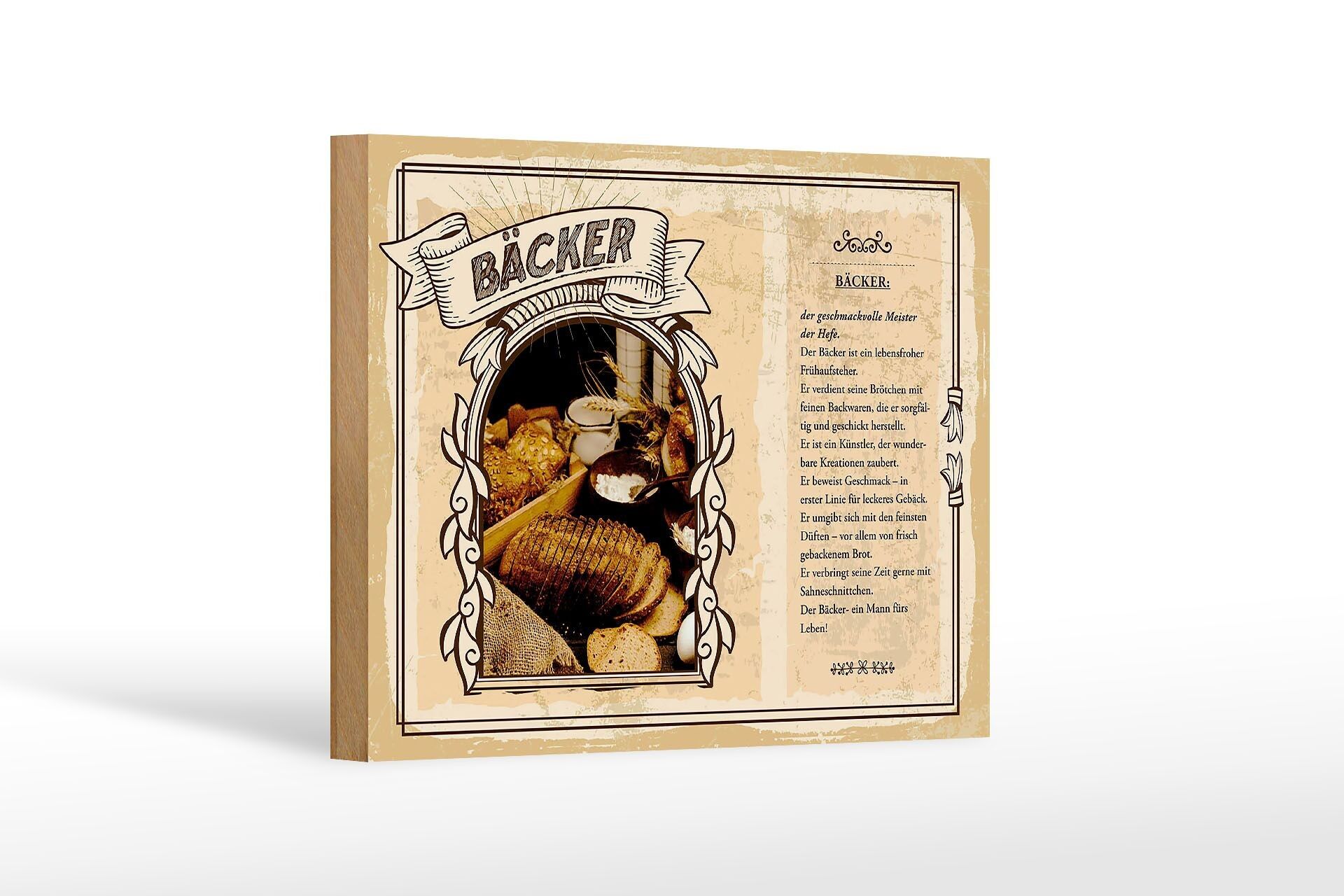 Letrero de madera profesiones 18x12 cm panadero levadura maestra de buen gusto