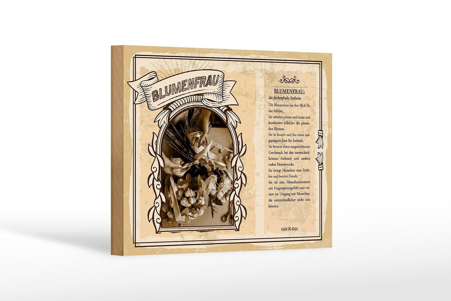 Cartello in legno professioni 18x12 cm fiore donna perfettamente abbinato