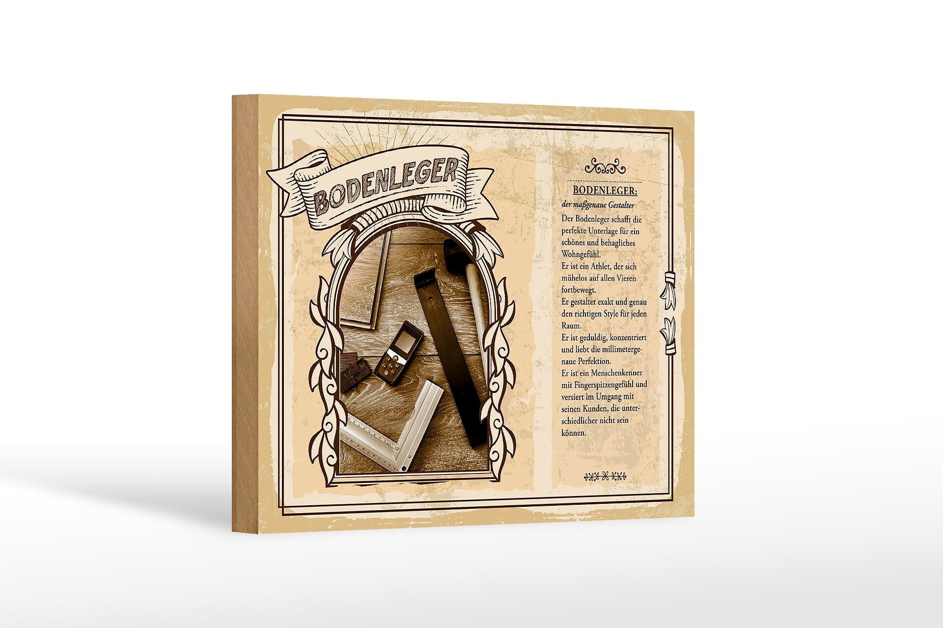 Wooden sign professions 18x12 cm floor layer exact patient perfect