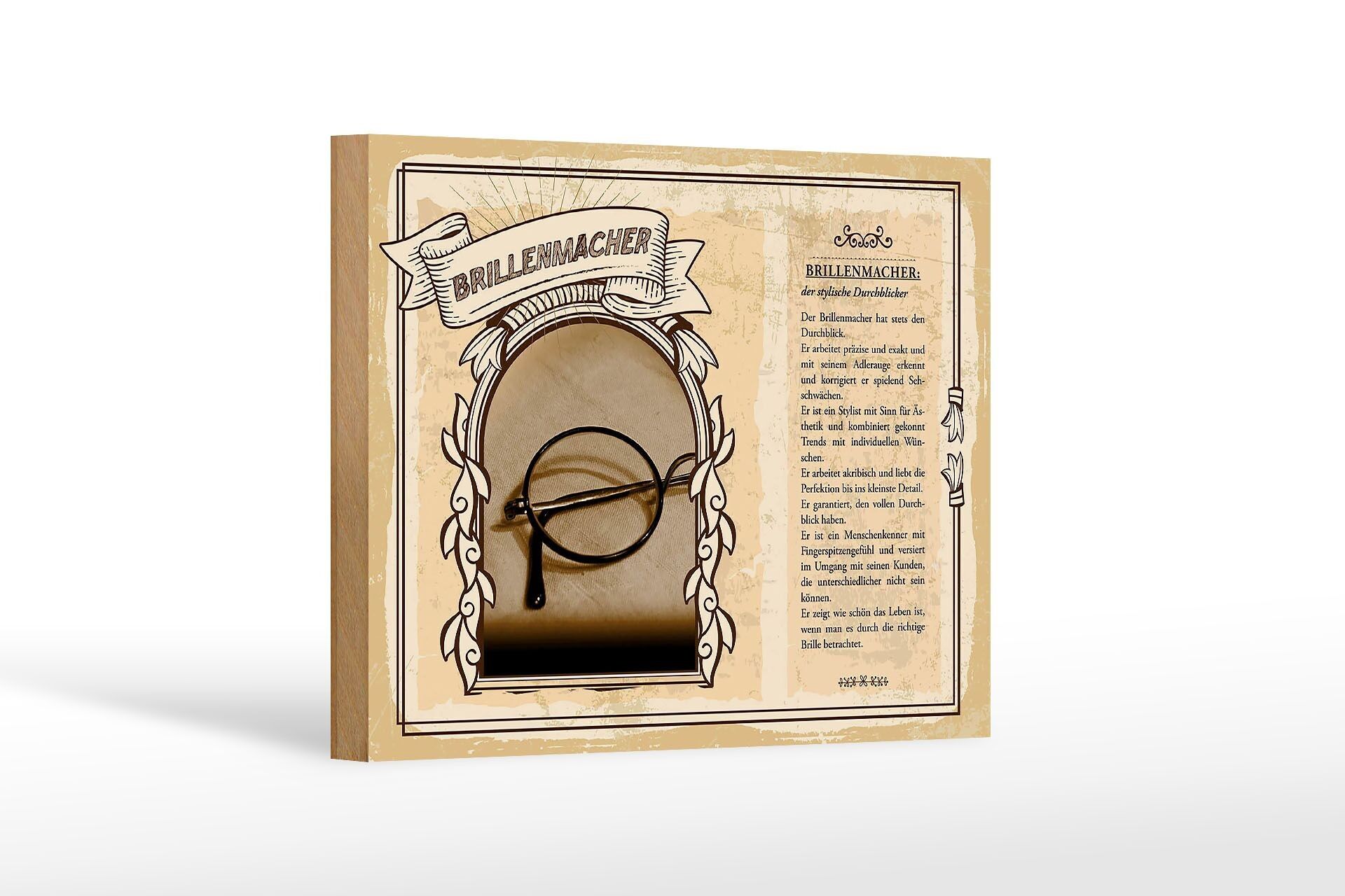 Cartello in legno Mestieri 18x12 cm Occhialista prospettiva elegante