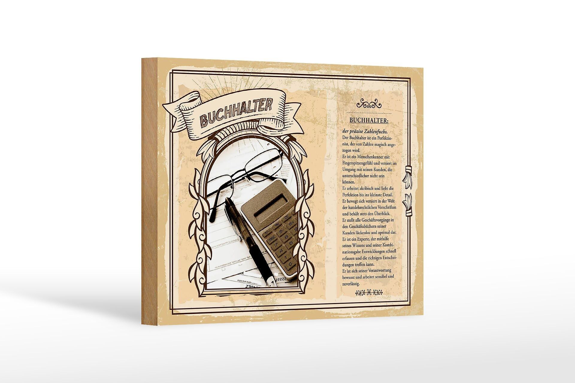 Holzschild Berufe 18x12 cm Buchhalter Zahlenfuchs Kunden Dekoration