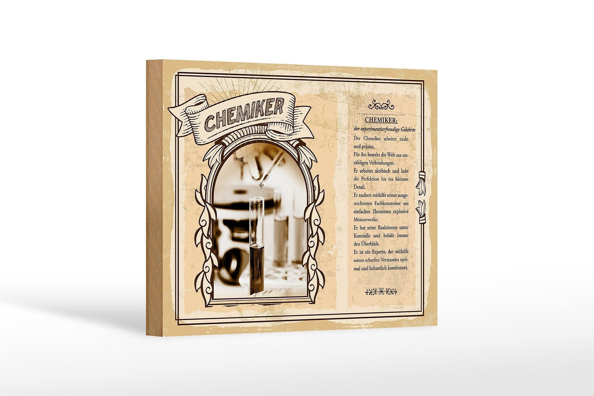 Cartello in legno professioni 18x12 cm studioso di esperimenti chimici