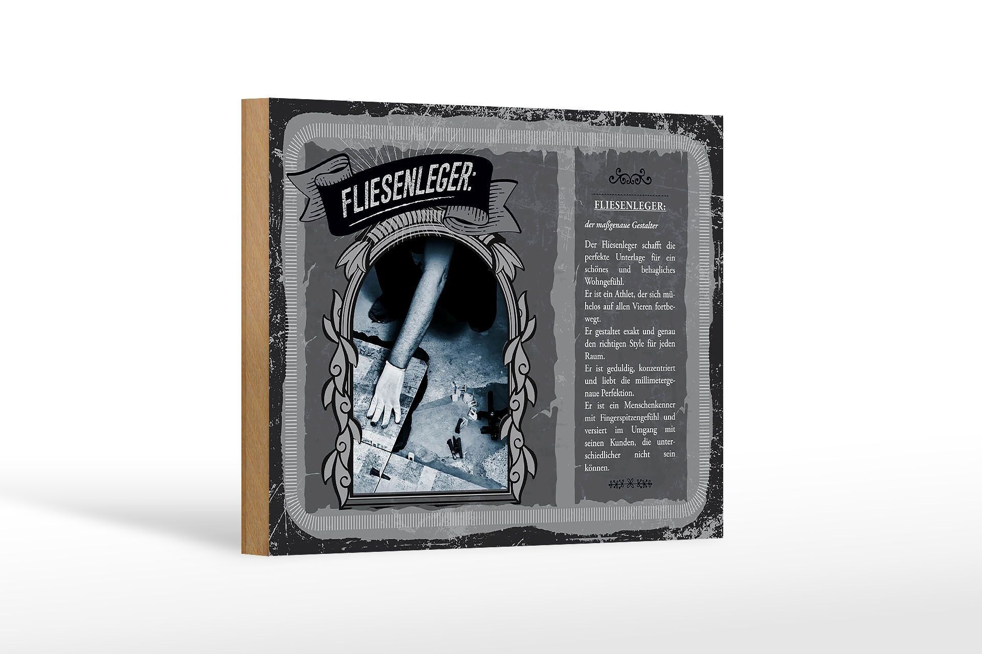 Wooden sign professions 18x12 cm tiler custom-made designer