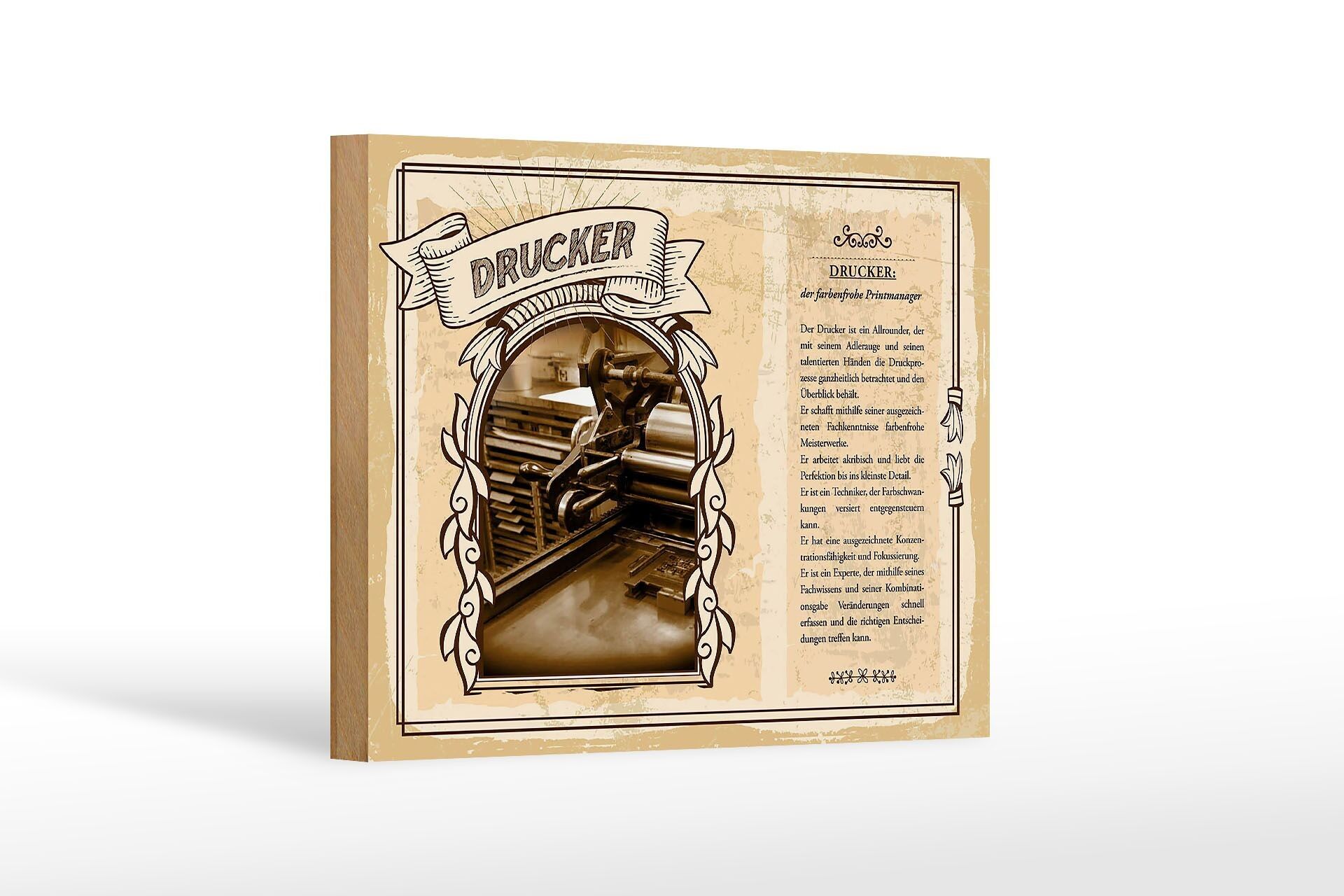 Cartello in legno professioni 18x12 cm stampante responsabile stampa occhio d'aquila