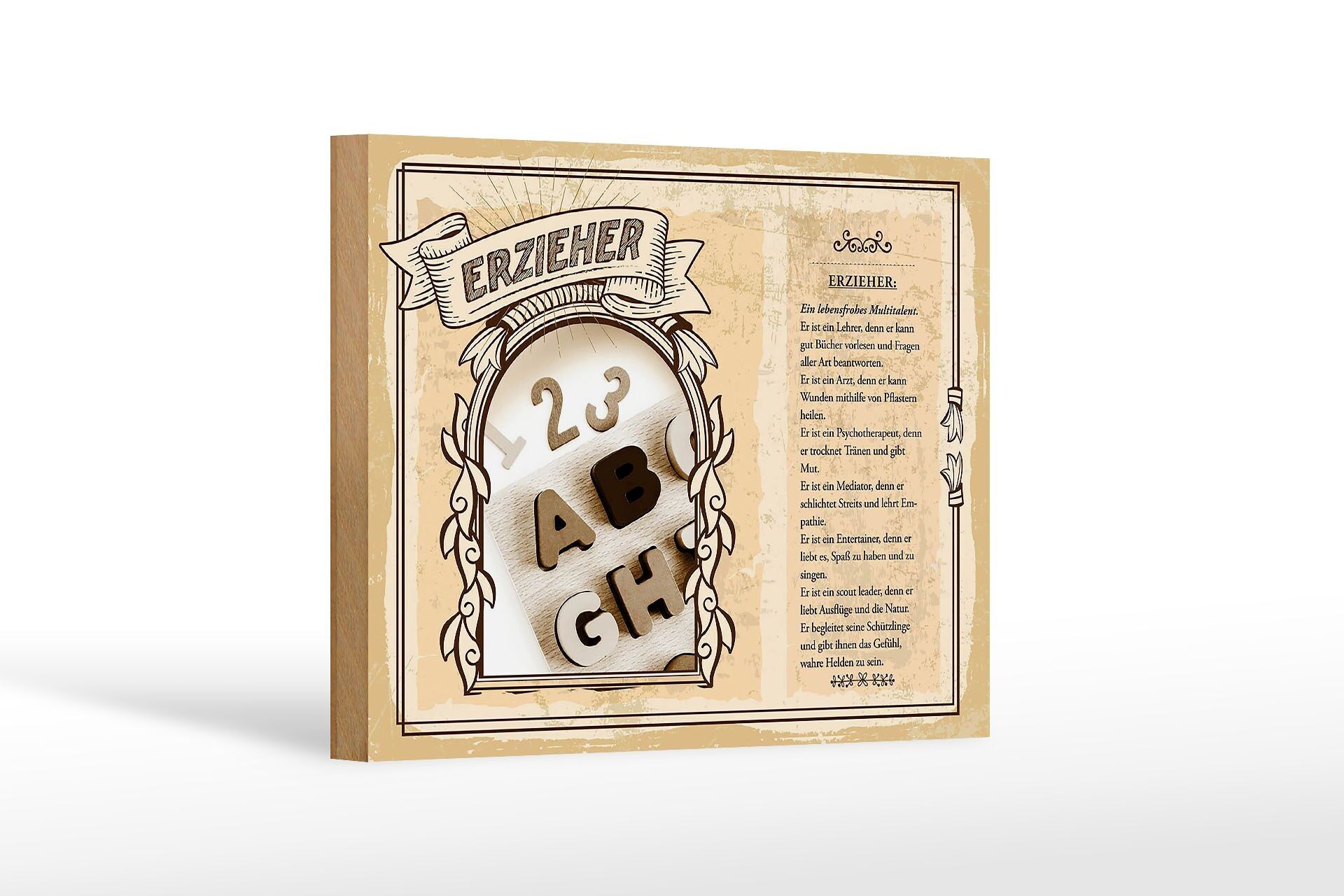 Cartello in legno Mestieri 18x12 cm educatore, allegro tuttofare