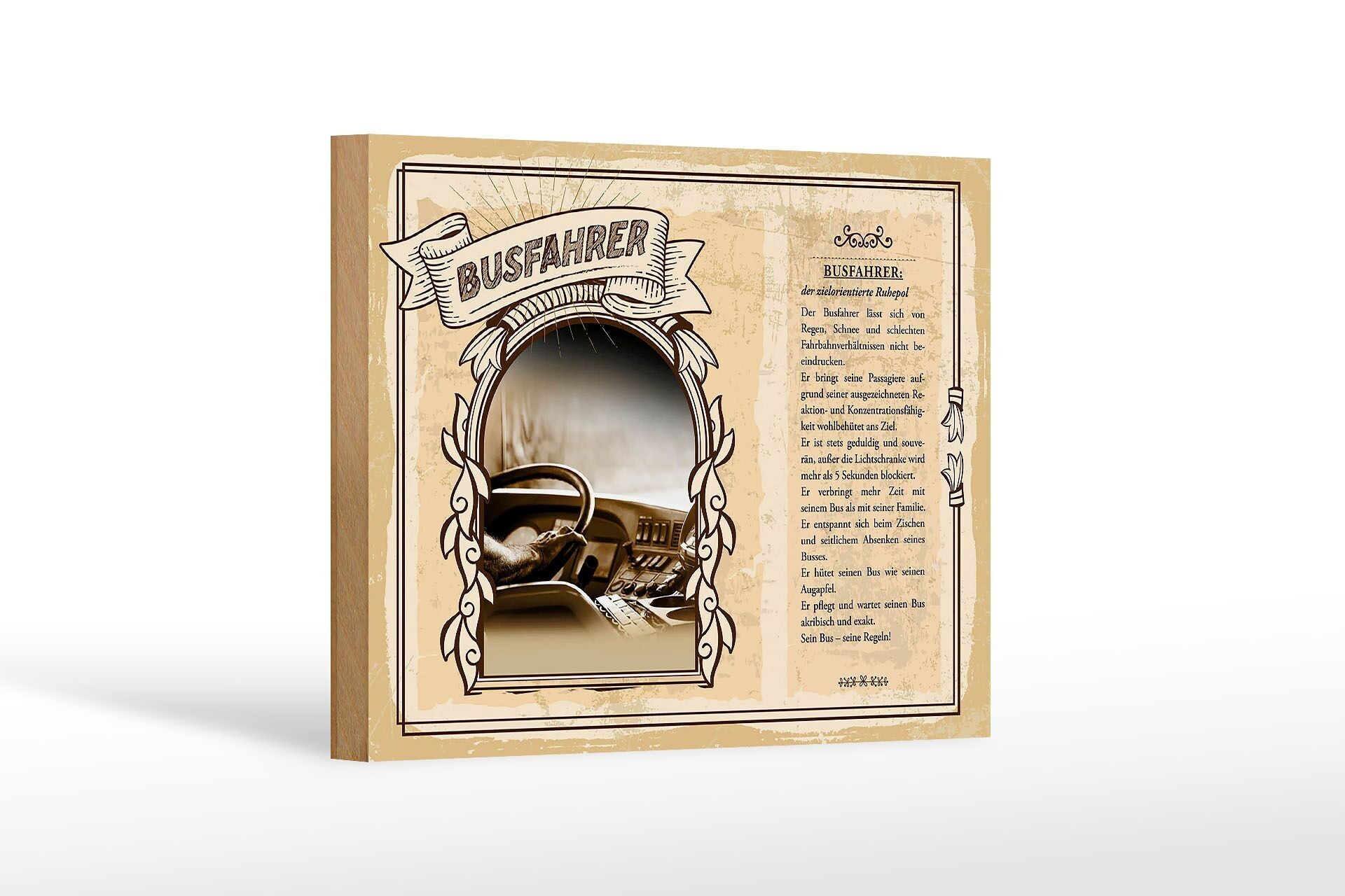 Cartello in legno professioni 18x12 cm autista di autobus orientato all'obiettivo oasi di pace