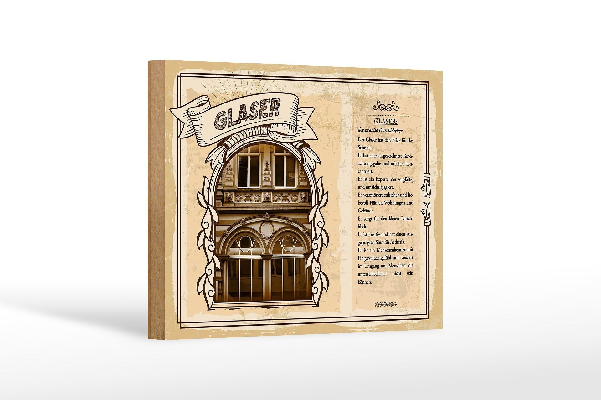 Letrero de madera profesiones 18x12 cm vidriero visor preciso decoración