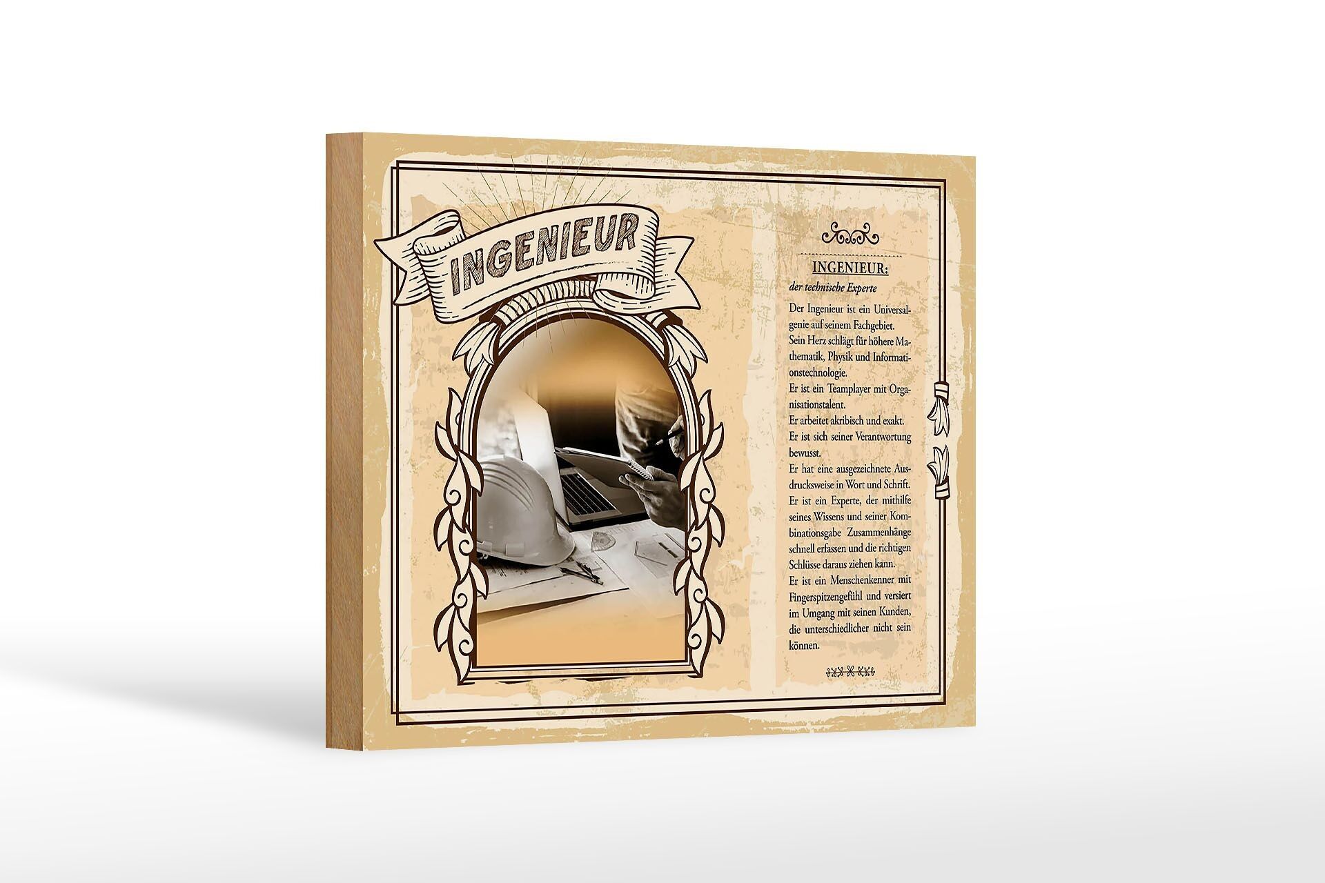 Cartello in legno professioni cm 18x12 ingegneri tecnico esperto