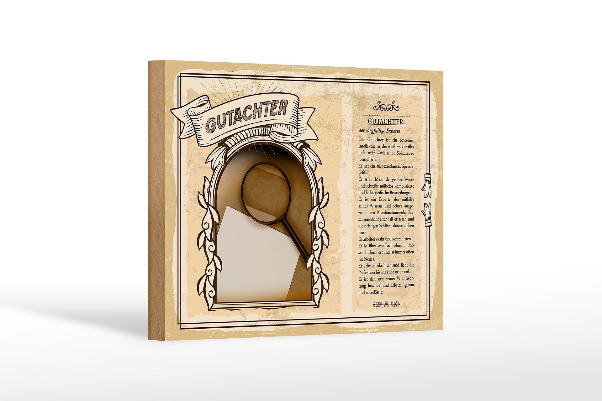 Cartello in legno professioni cm 18x12 perito esperto attento